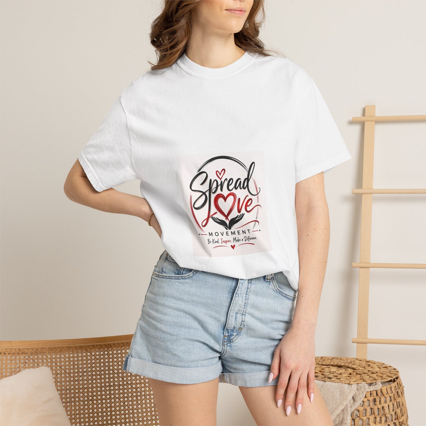 Spread Love T-Shirt — Heart Typography Graphic Tee for Kindness & Gifts