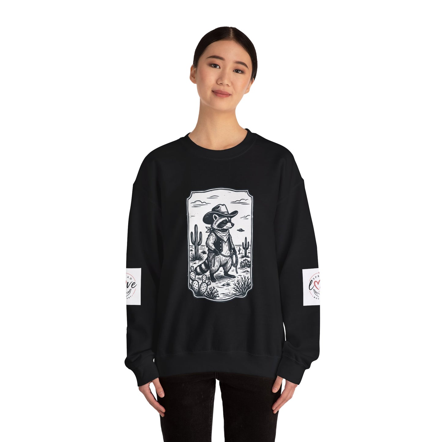 Cowboy Alien Desert Crewneck Sweatshirt | Retro UFO Western Graphic