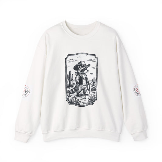 Cowboy Alien Desert Crewneck Sweatshirt | Retro UFO Western Graphic