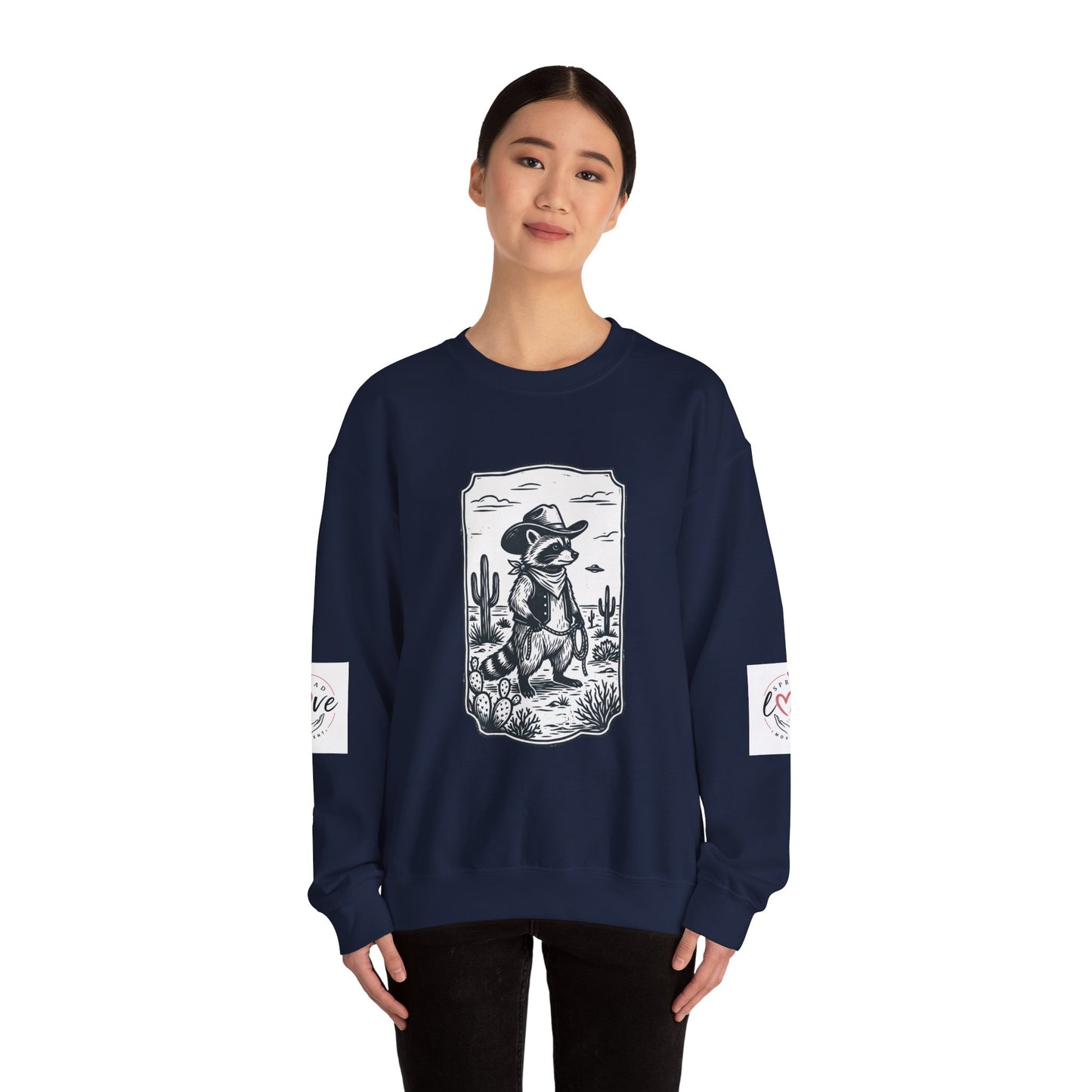 Cowboy Alien Desert Crewneck Sweatshirt | Retro UFO Western Graphic