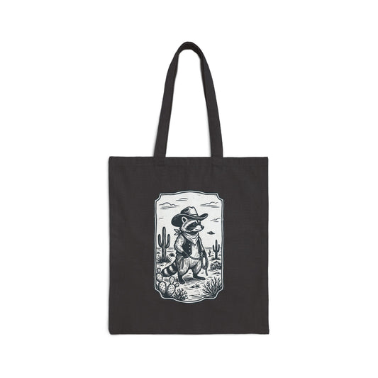 Vintage Cowboy Alien Tote, UFO Graphics, Retro Desert Sci‑Fi Canvas