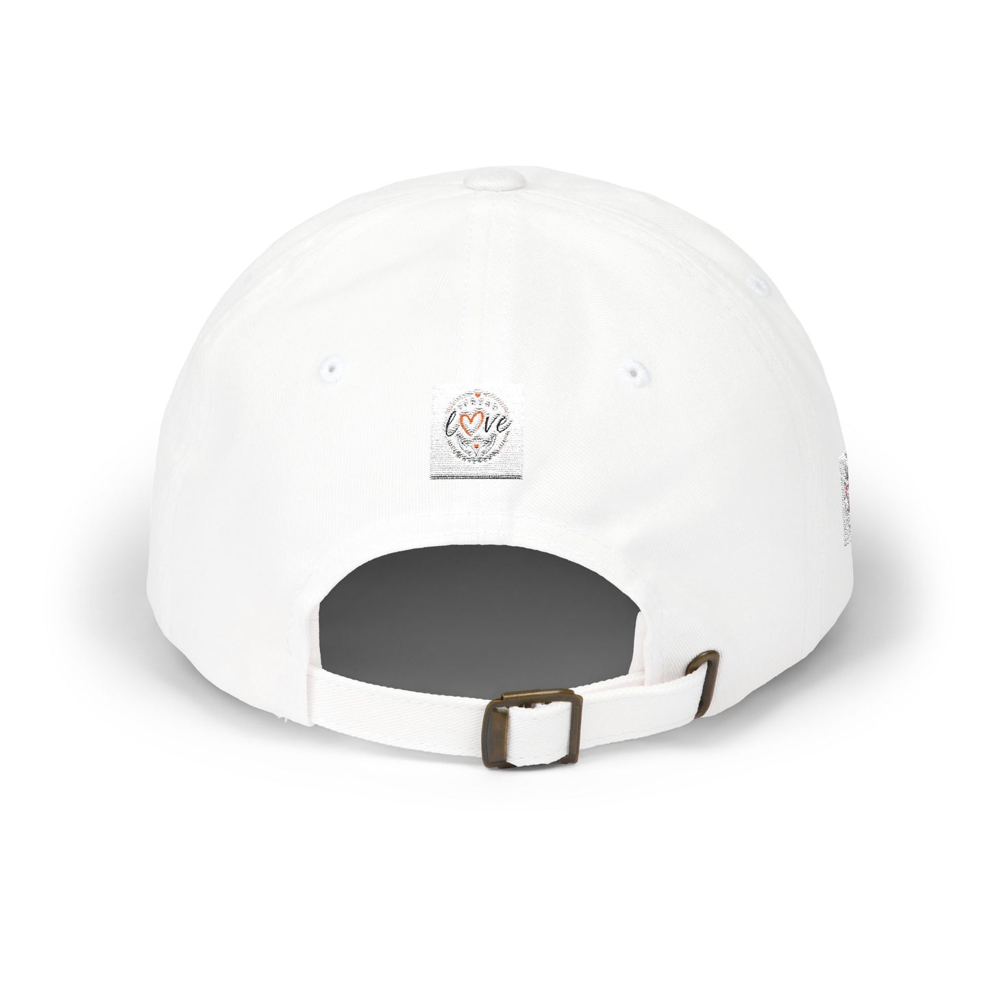 Spread Love Dad Cap – White Embroidered Heart Patch Baseball Hat