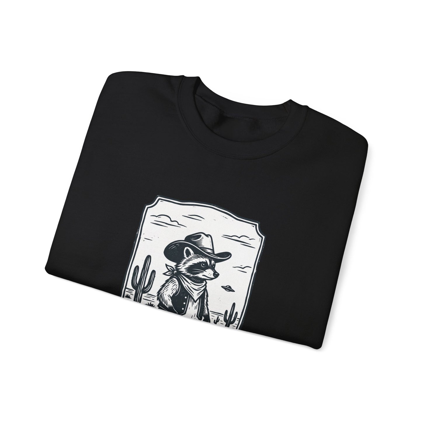 Cowboy Alien Desert Crewneck Sweatshirt | Retro UFO Western Graphic