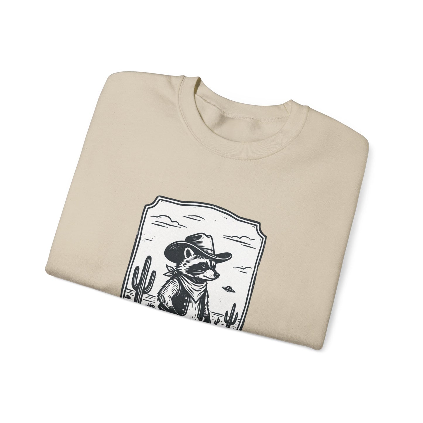 Cowboy Alien Desert Crewneck Sweatshirt | Retro UFO Western Graphic
