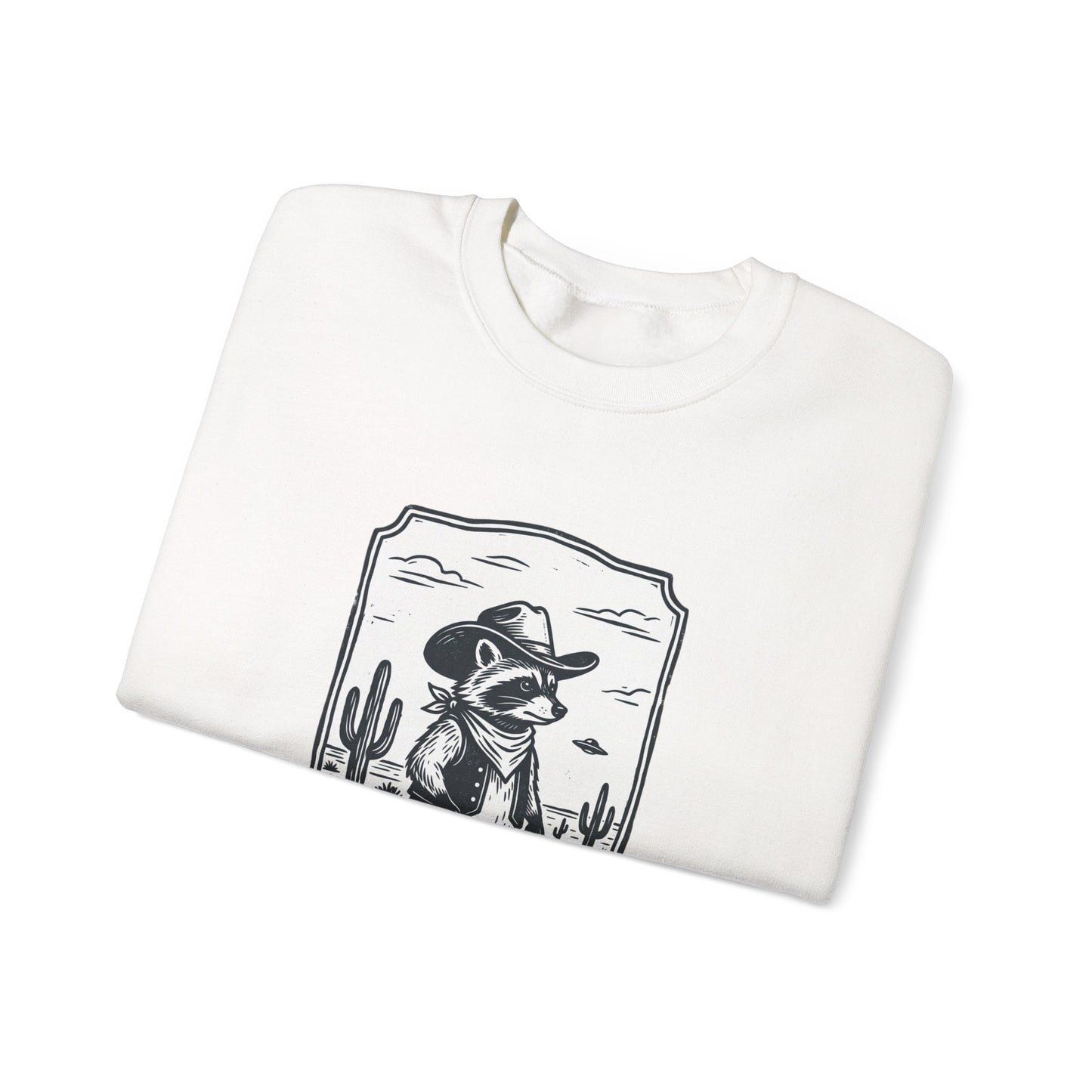 Cowboy Alien Desert Crewneck Sweatshirt | Retro UFO Western Graphic
