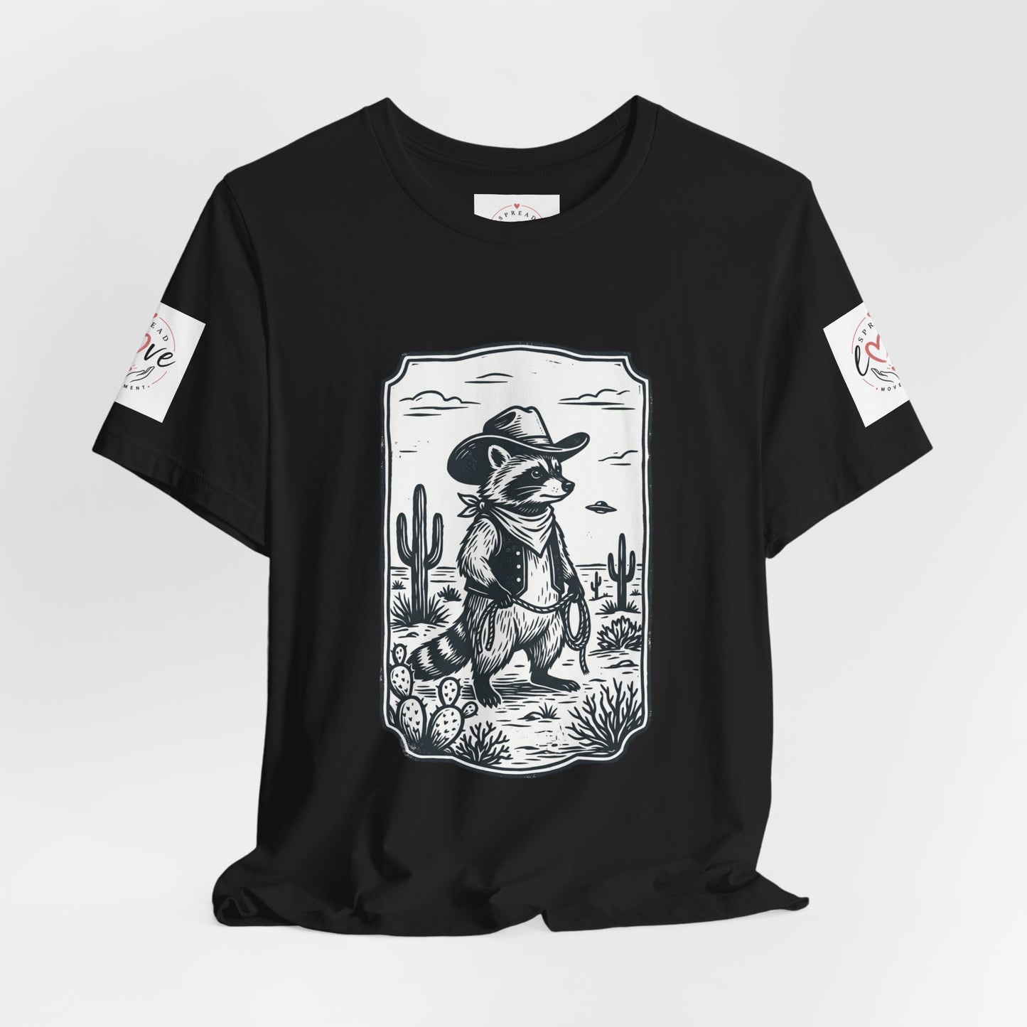 Cowboy Racoon Desert UFO Tee | Retro Southwestern UFO Graphics