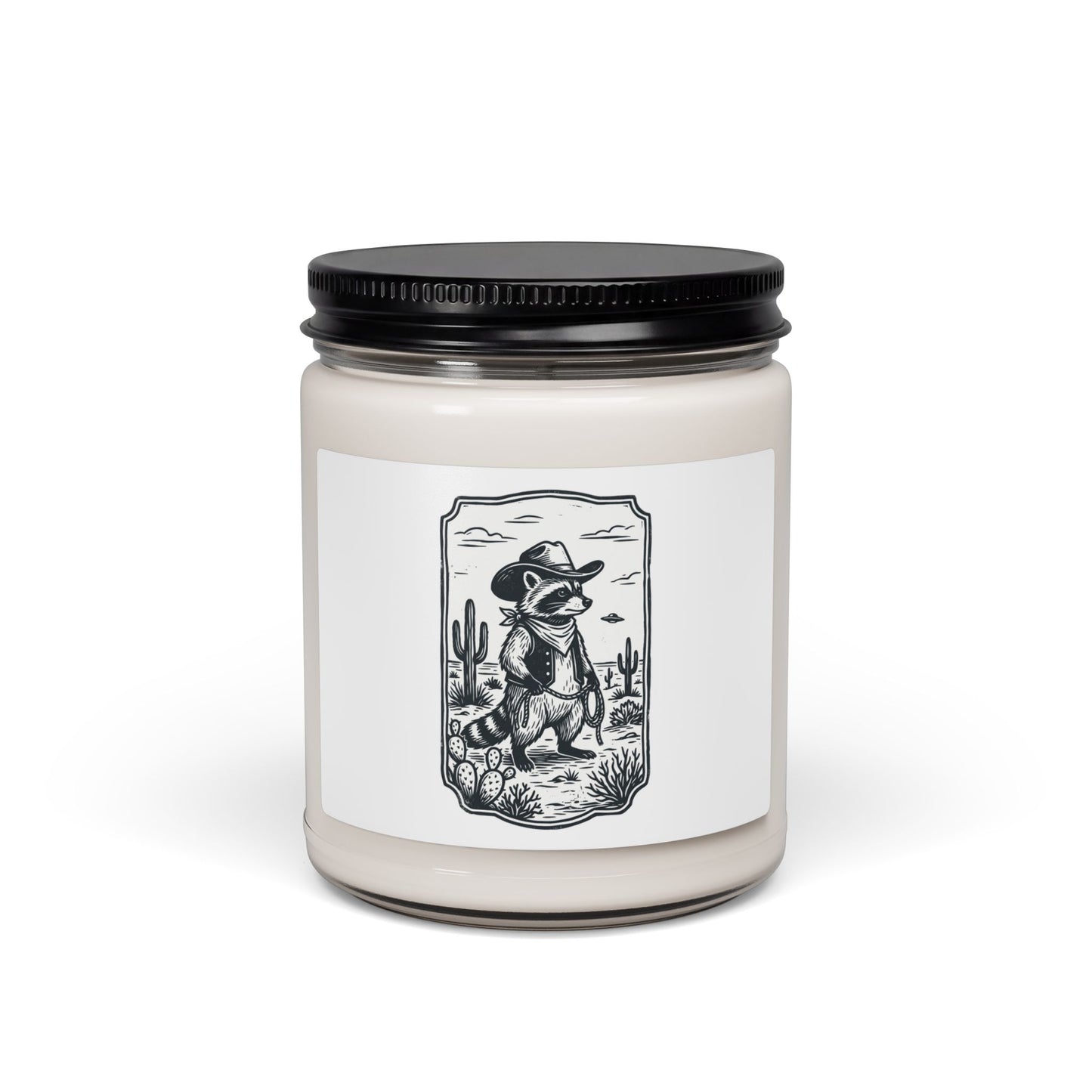 Desert Cowboy UFO Candle | Soy Candle, Retro Alien Desert Graphic