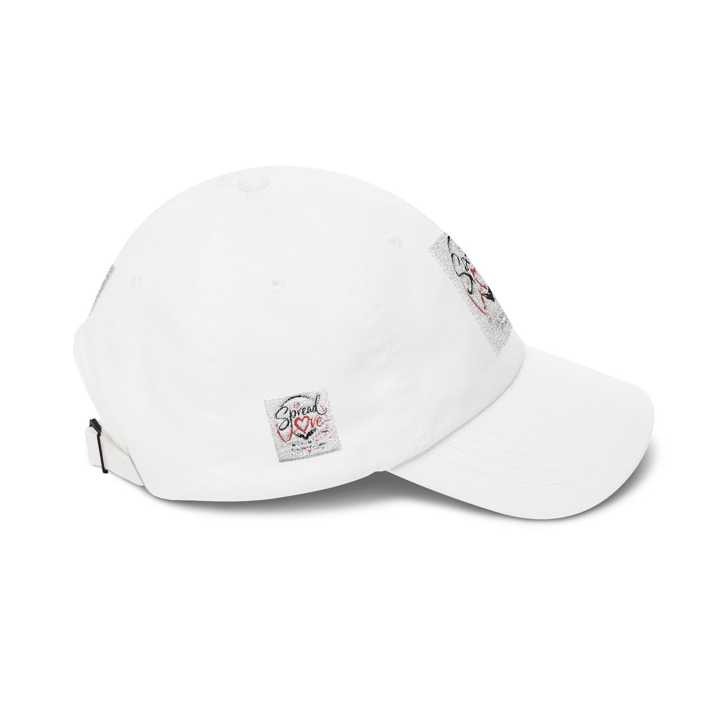 Spread Love Dad Cap – White Embroidered Heart Patch Baseball Hat