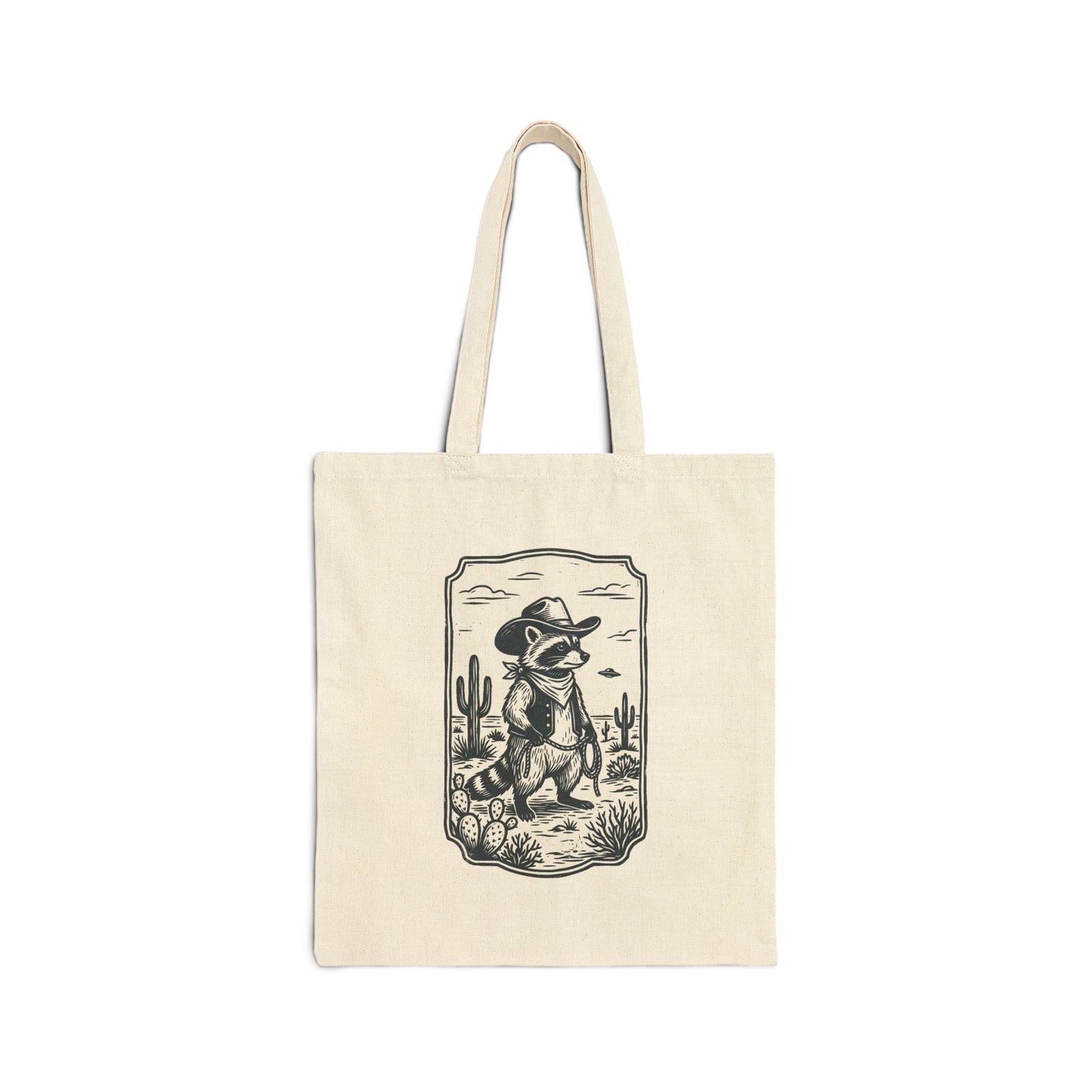 Vintage Cowboy Alien Tote, UFO Graphics, Retro Desert Sci‑Fi Canvas