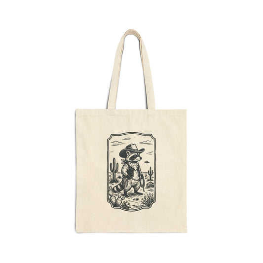 Vintage Cowboy Alien Tote, UFO Graphics, Retro Desert Sci‑Fi Canvas