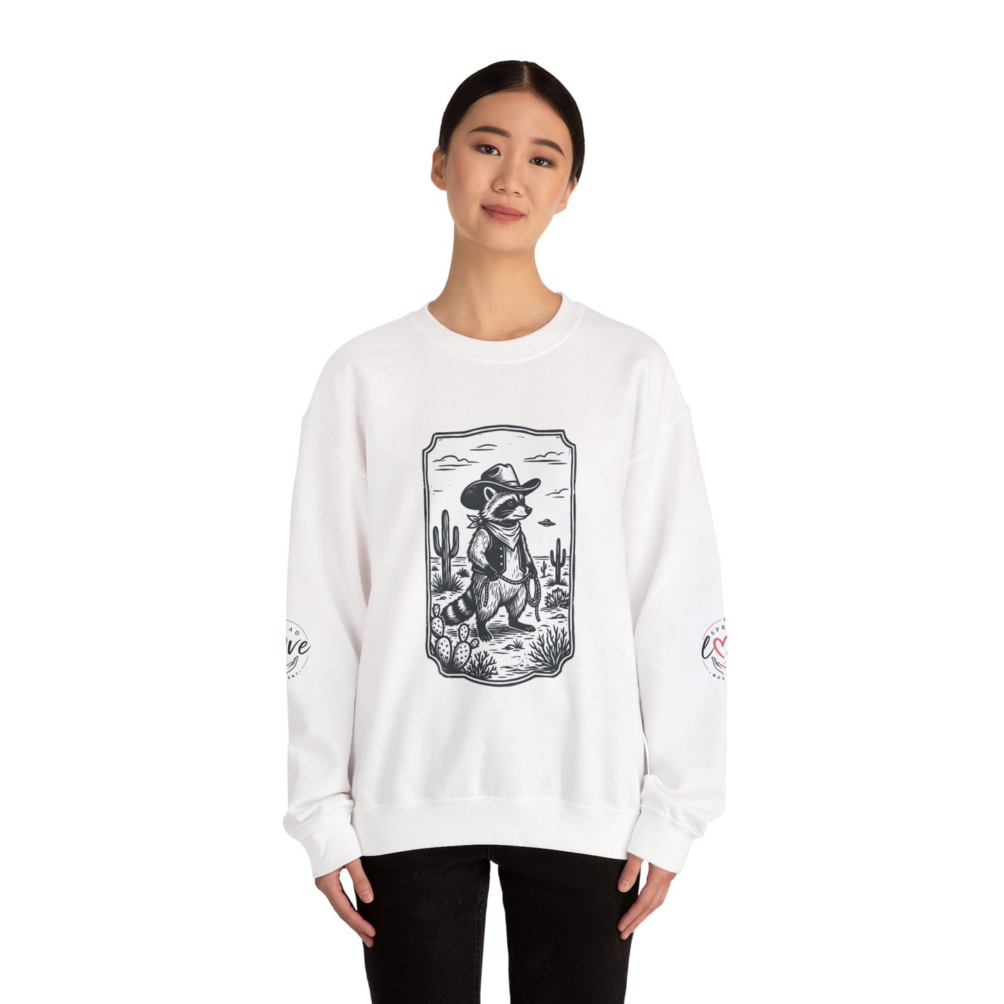 Cowboy Alien Desert Crewneck Sweatshirt | Retro UFO Western Graphic